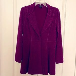 Eva Varro Burgundy Long Sleeve Empire One Button Lined Jacket Size L